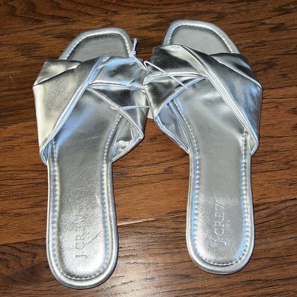 J. Crew Twisted slide sandals in Silver Size 10.5 - Picture 4 of 6
